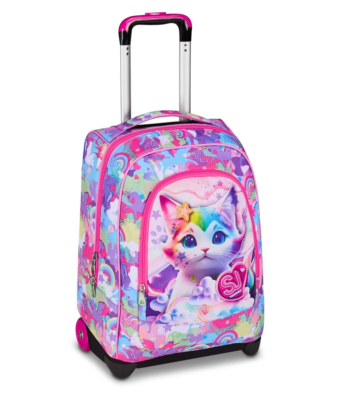 SJ GANG STYLE JAM GANG School Trolley Fixed Fuchsia, 2 in 1, Dual Use, Trolley and Backpack, Elementary School Backpack, Girl