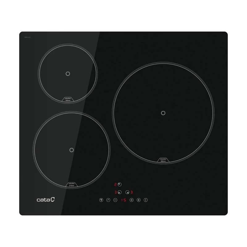 CATA Induction Plate IB 6303 E2 BK 3 Areas Cooking Touch Control 9 Levels Adjustable Power Lock Safety Timer Black
