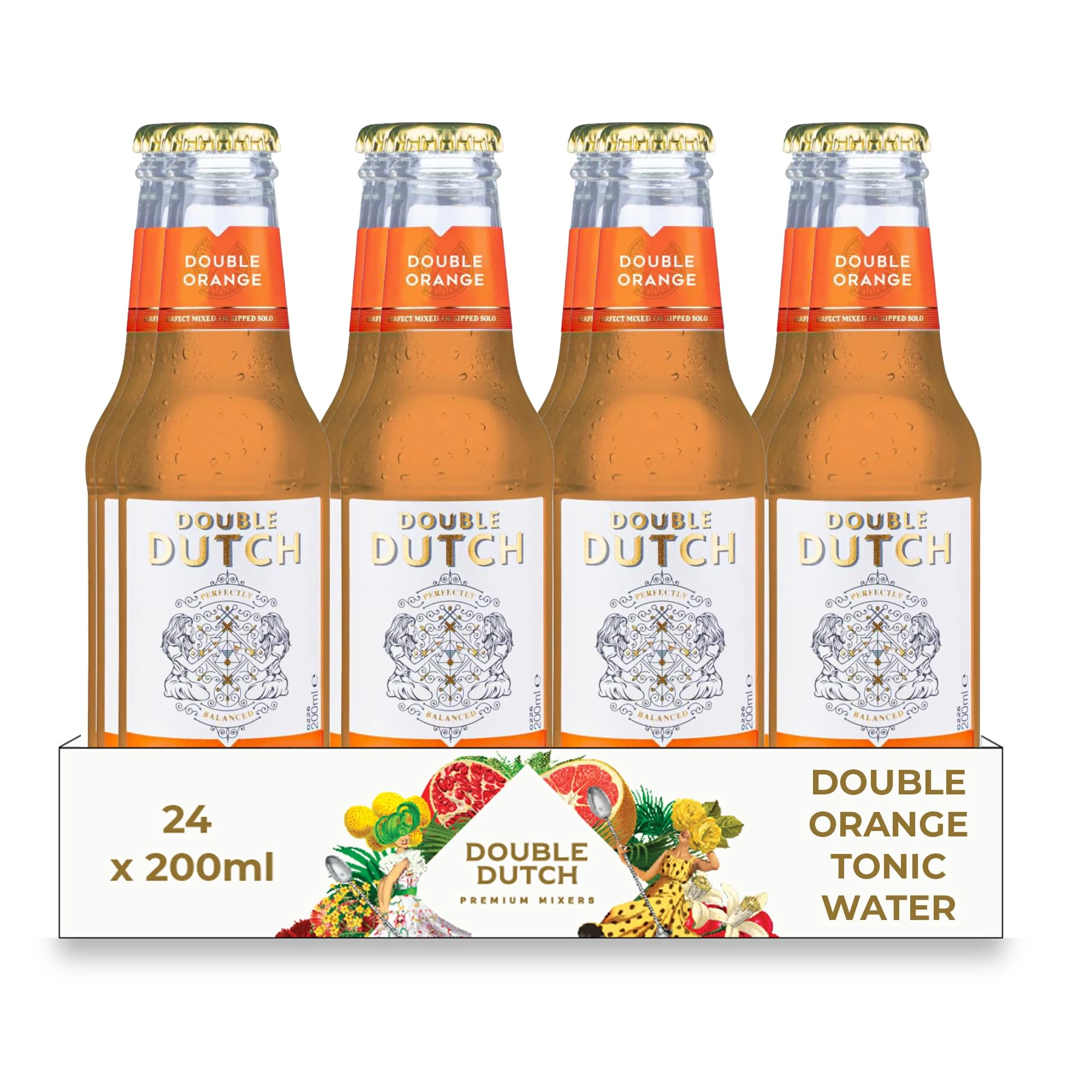Double Dutch Limited Edition Zesty Orange & Lemon Soda Water | Low Calorie Diet Soft Drink | Gluten Free, Vegan Friendly Premium Mixer Perfect For Gin, Vodka & Cocktails | 24 x 200ml Bottles