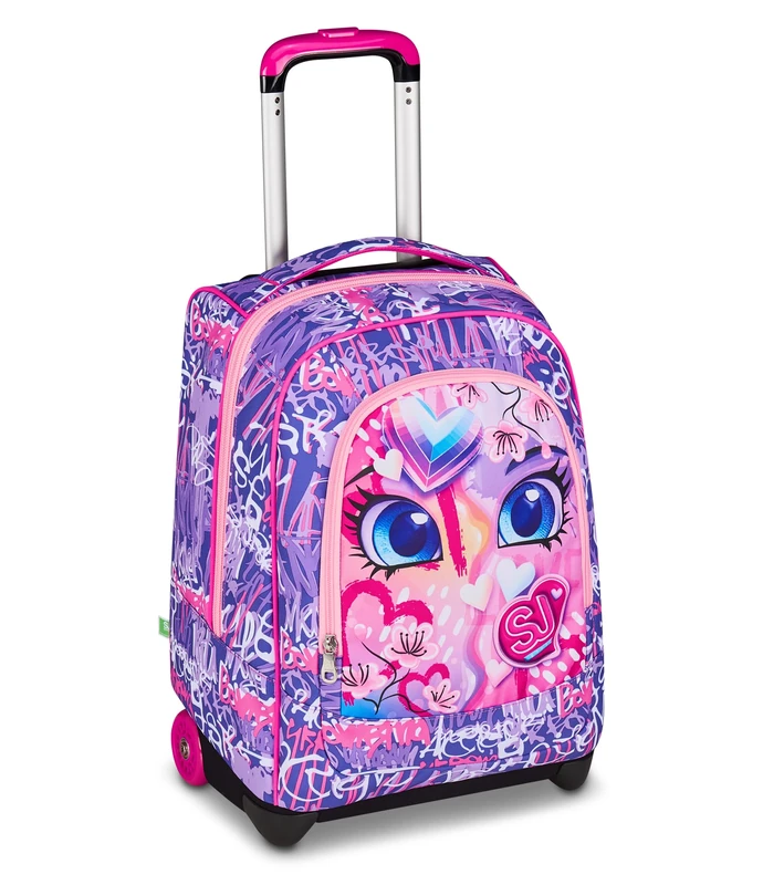 SJ GANG STYLE JAM GANG School Trolley Fixed Fuchsia, 2 in 1, Dual Use, Trolley and Backpack, Elementary School Backpack, Girl, Fuchsia, Taglia Unica, Modern