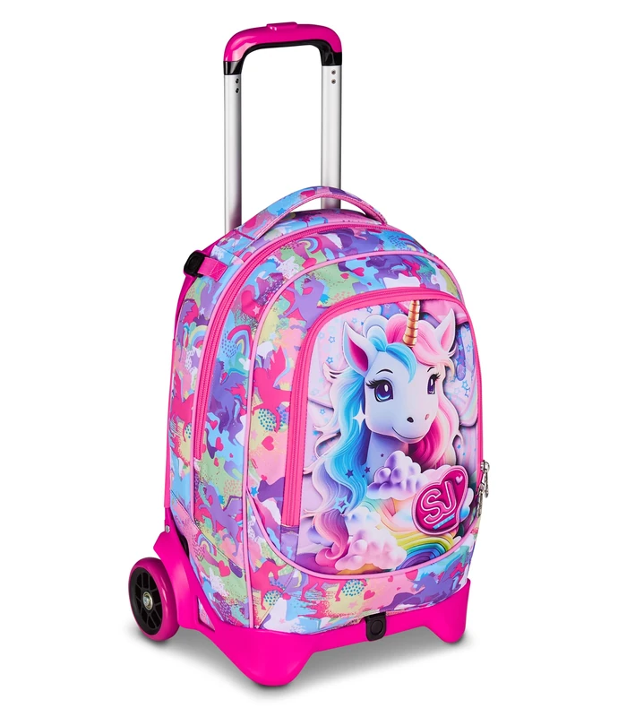 SJ GANG STYLE JAM GANG New Tech Puppies School Trolley Pink, 3 in 1, Triple Use, Backpack with Detachable Trolley and Crossover System, Elementary School, Girl, Pink, Taglia Unica, Modern