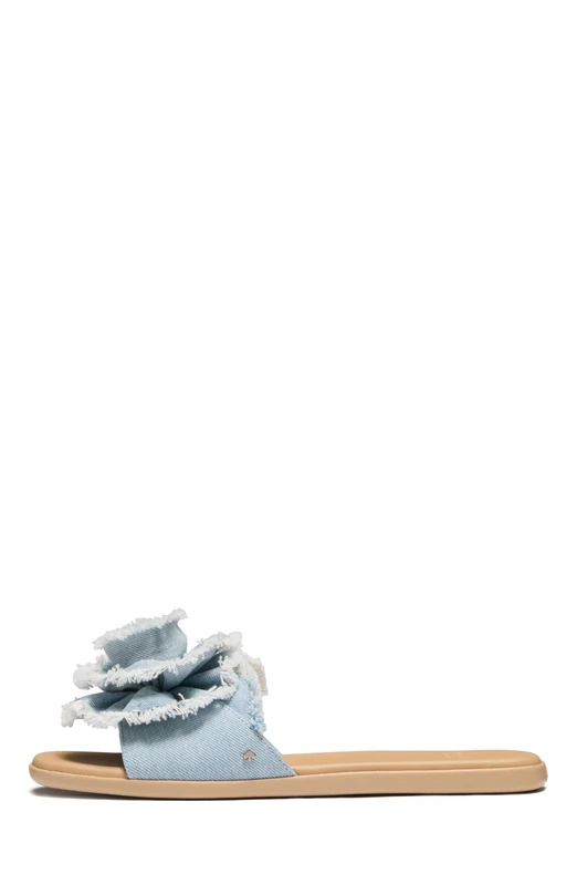 Kate Spade New York Women's Flourish Flat Sandle Sandal, Denim/Walnut Shell, 8 UK