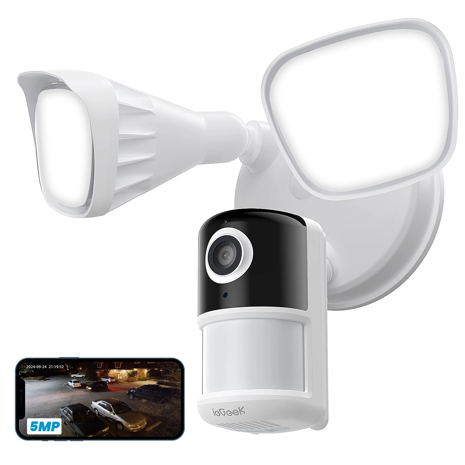 ieGeek 5MP Floodlight Camera, Wired Cameras for Home Security 2600 Lumens, 5G/2.4G WiFi Flood Light Camera Outdoor with Motion Detection, Color Night Vision, 2 Way Audio, Works with Alexa