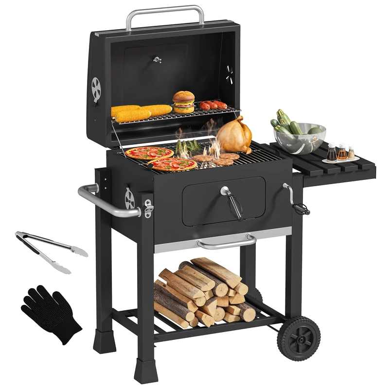 YITAHOME XL Charcoal Grill with Temperature Gauge & Adjustable Coal Tray - Portable BBQ Smoker for Outdoor Cooking, Patio, Camping Trips (Includes Grill Accessories Kit)