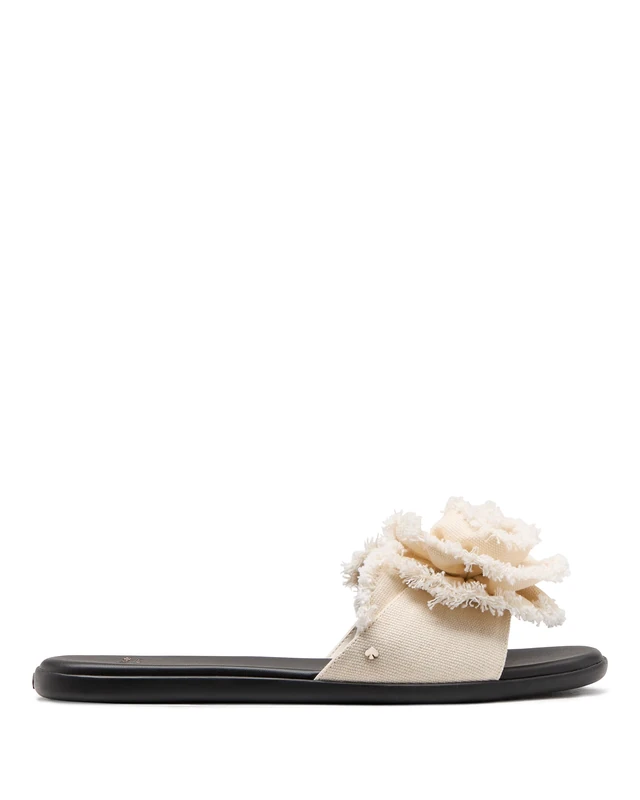 Kate Spade New York Women's Flourish Flat Sandle Sandal, Cream/Black, 6 UK