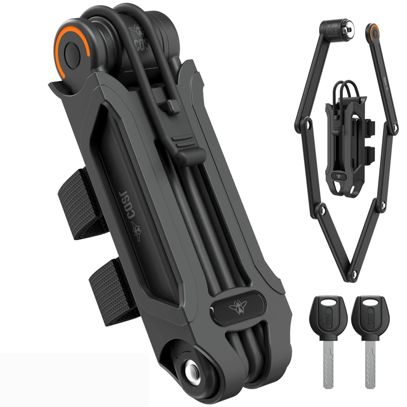 CASR Anti-Theft Fold Lock - High Security Reinforced Steel Folding Padlock - 8/12 Strength Anti-Shear, Sawing & Shock - Compact, Lightweight & 3 Mounting Brackets Included - for Bike, Scooter