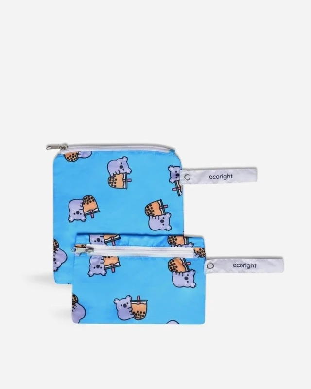 Eco Right Tejido 100% reciclado Bolsa reutilizable merienda y sándwiches de doble capa lavable - Fácil de limpiar | Cremallera de fácil apertura | Pack de 2(Pack of 5)