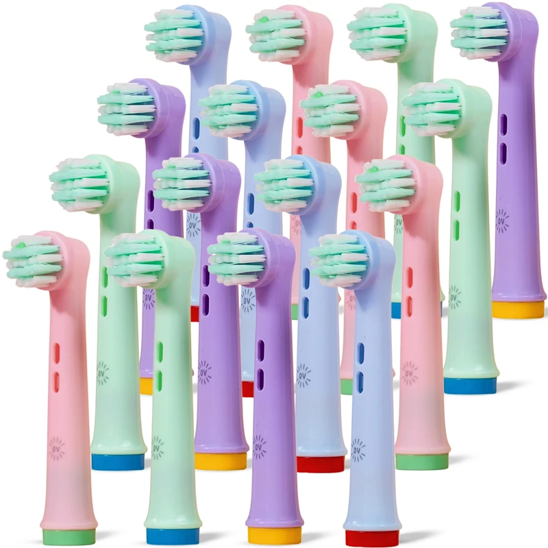 OralVista Oral-B Kids Toothbrush Heads 16 Pack - Colorful Soft Gentle