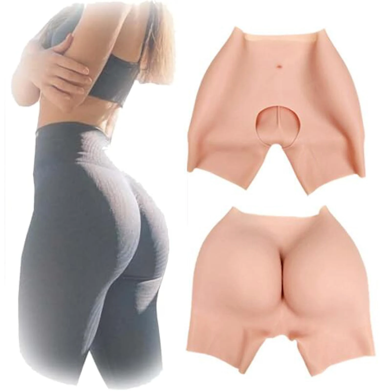 TYXYCYG Silicone Hip Enhancer Shapewear, Realistic Butt Lifting Padded Panties, Fake Butt Pants for Women, Crossdresser,Bronze,Buttocks Thick 1.02''