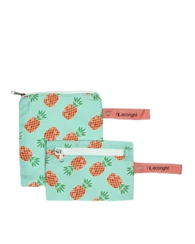 Eco Right Tejido 100% reciclado Bolsa reutilizable merienda y sándwiches de doble capa lavable - Fácil de limpiar | Cremallera de fácil apertura | Pack de 2(Pack of 5)