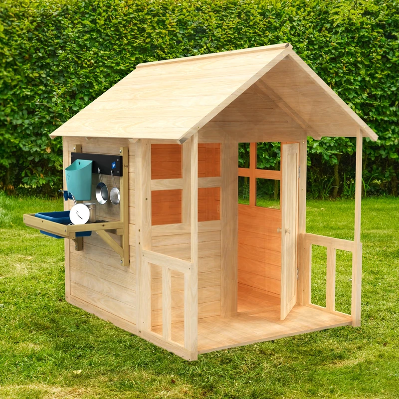 TP Buttercup Cottage Wooden Playhouse Floor, Verandah & Kitchen, FSC Certified Wood, Customisable Design, Perspex Windows, Outdoor Fun for Kids, Ages 2+