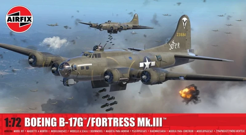 Airfix Standard Model Set - A08018A Boeing B-17G / Fortress Mk.III Model Building Kit - Plastic Aircraft Kits for Adults & Children 8+, Includes 264 Pieces - 1:72 Scale