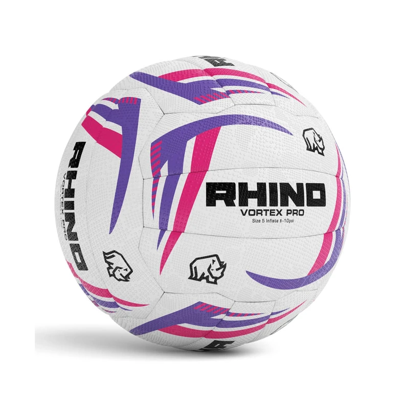 Rhino Netball Vortex Pro White/Purple/Pink Size 5