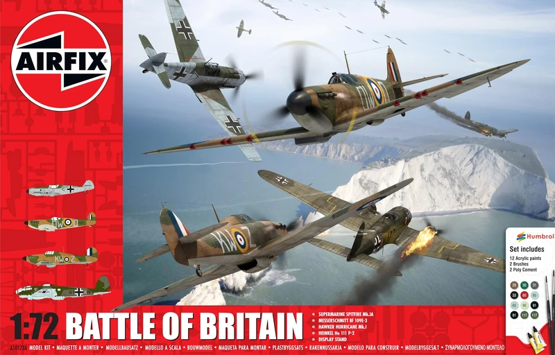 Airfix Aircraft Model Building Kits - A50173A Battle of Britain Gift Set - Miniature Craft Kit, 1/72 Scale Plastic Model Plane Kits for Adults to Build - Aeroplane Gifts for Men