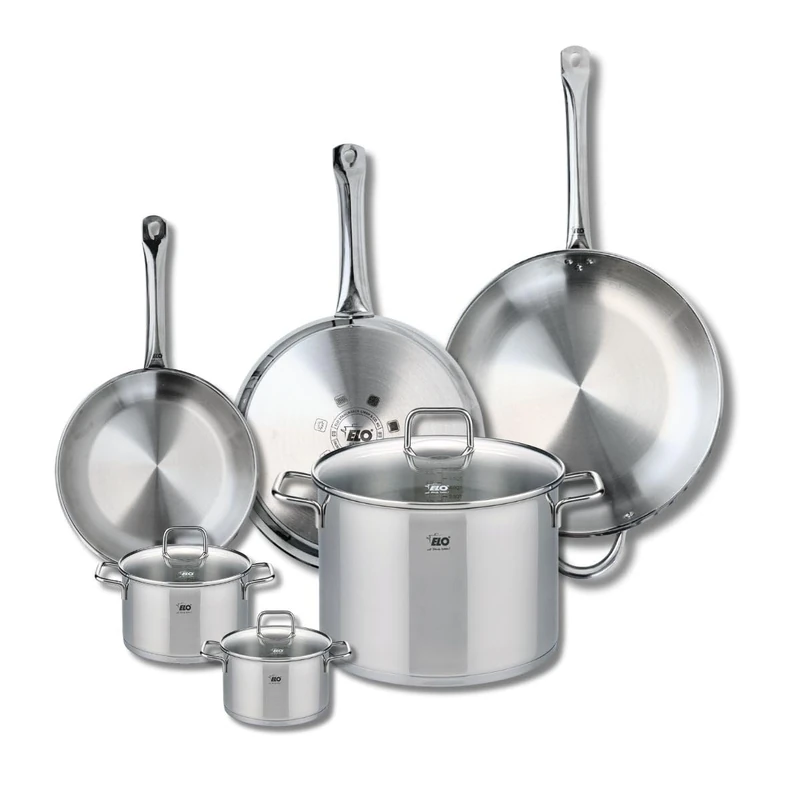 Elo Profi 9512550 6-Piece Cookware Set of 3 Frying Pans 24, 28 and 32 cm and 3 Saucepans 12, 14 and 26 cm Elo Profi Citrin, Stainless Steel, Induction - Image 1