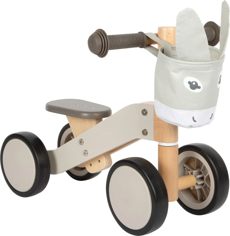 small foot Wooden Ride-On Donkey, adjustable seat and handlebar bag in a donkey look, vehicle for children, 12599