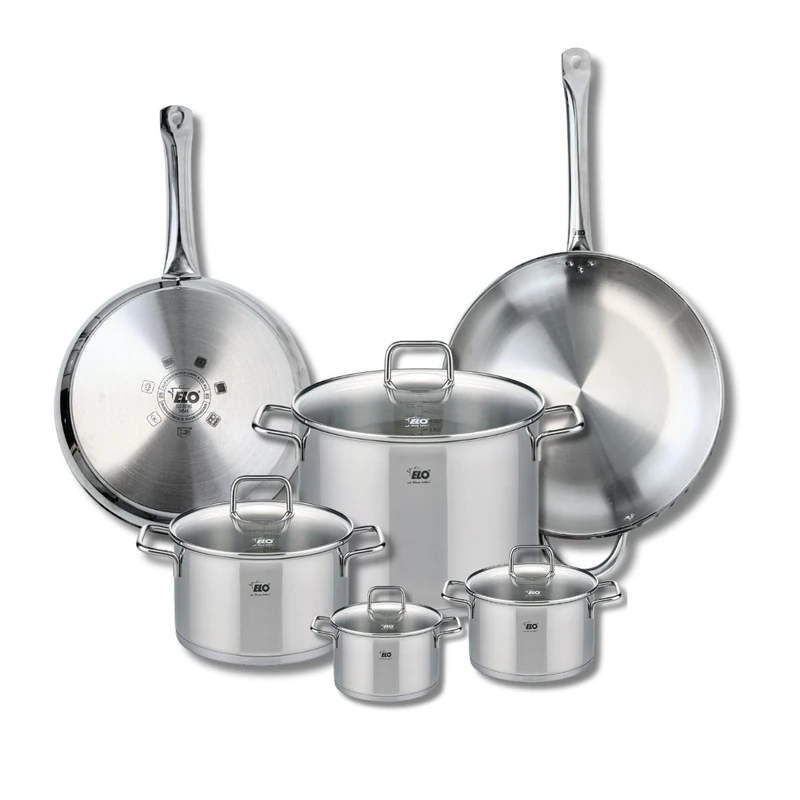 Elo Profi 9510450 6-Piece Cookware Set of 2 Frying Pans 28 and 32 cm and 4 Saucepans 12, 14, 20 and 26 cm Elo Profi Citrin, Stainless Steel, Induction - Image 1