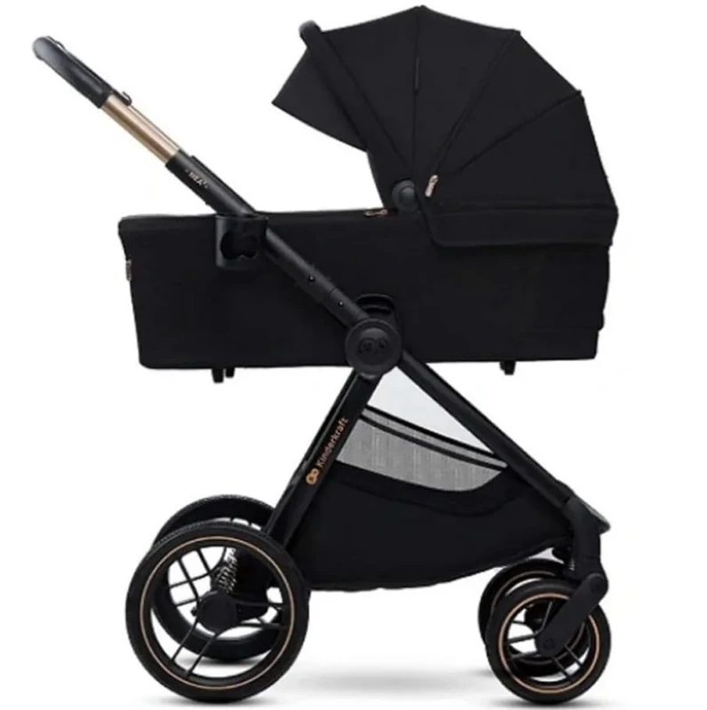 Kinderkraft NEA 2 Kinderkraft Buggy from Birth to 22 kg, Folding with One Hand, Reclining Position, Large Hood, All 4 Wheels Cushioned, Extremely Lightweight, UPF50+, Basket up to 5 kg, Black