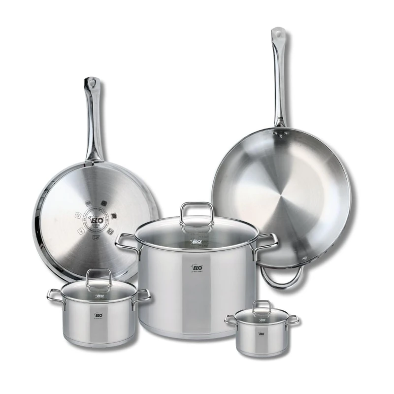 Elo Profi 9509650 Cooking Set of 2 Frying Pans 28 and 32 cm and 3 Saucepans 12, 16 and 26 cm Elo Profi Citrin, Stainless Steel, Induction - Image 1