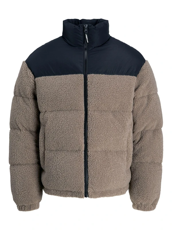 JACK & JONES Jcoflare Teddy Puffer Jacket, Desert Taupe, L