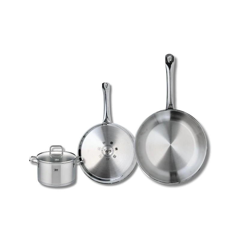 ELO 9501650 3-Piece Cookware Set of 2 Frying Pans 24 and 28 cm and 1 Saucepan 14 cm Elo Profi Citrin, Stainless Steel, Induction - Image 1