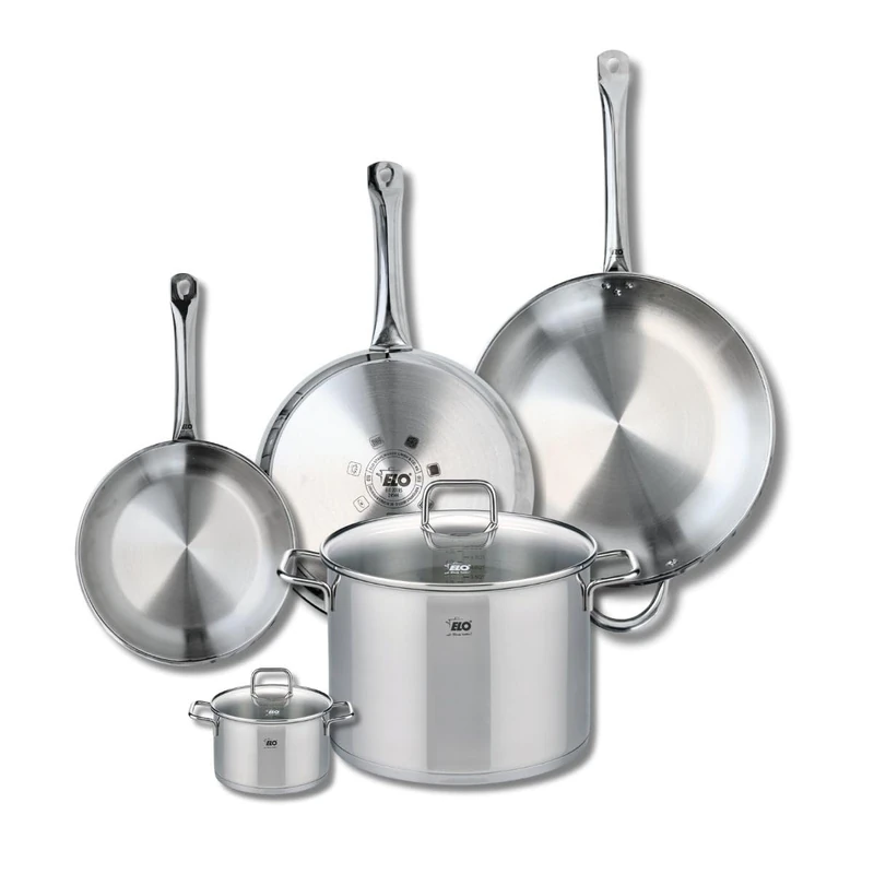 Elo Profi 9511650 Cookware Set of 3 Frying Pans 24, 28 and 32 cm and 2 Saucepans 12 and 26 cm Elo Profi Citrin, Stainless Steel, Induction - Image 1