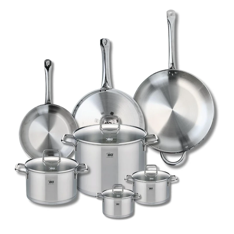 Elo Profi 9513550 7-Piece Cookware Set of 3 Frying Pans 24, 28 and 32 cm and 4 Saucepans 12, 14, 20 and 26 cm Elo Profi Citrin, Stainless Steel, Induction - Image 1