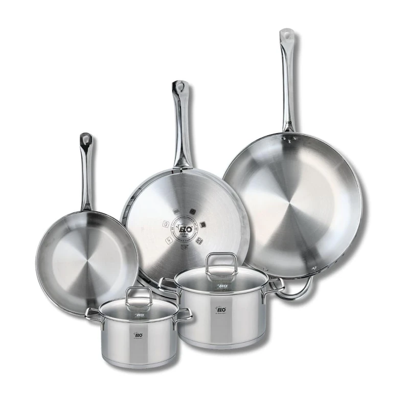 ELO 9512050 5-Piece Cookware Set of 3 Frying Pans 24, 28 and 32 cm and 2 Saucepans 16 and 20 cm Elo Profi Citrin, Stainless Steel, Induction - Image 1