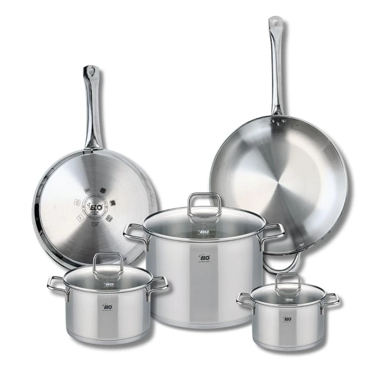 Elo Profi 9510150 Cooking Set of 2 Frying Pans 28 and 32 cm and 3 Saucepans 16, 20 and 26 cm Elo Profi Citrin, Stainless Steel, Induction