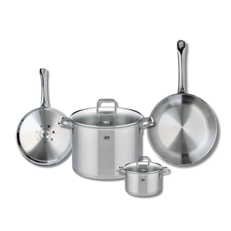 ELO 9502650 4-Piece Cookware Set of 2 Frying Pans 24 and 28 cm and 2 Saucepans 14 and 26 cm Elo Profi Citrin, Stainless Steel, Induction - Image 1