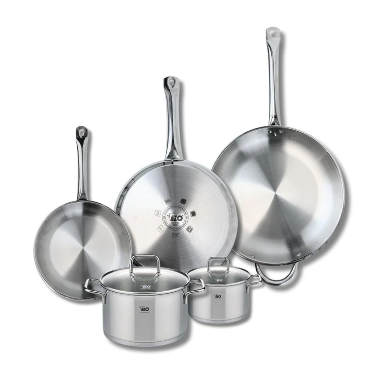 Elo Profi 9511850 Cookware Set of 3 Frying Pans 24, 28 and 32 cm and 2 Saucepans 14 and 20 cm Elo Profi Citrin, Stainless Steel, Induction - Image 1