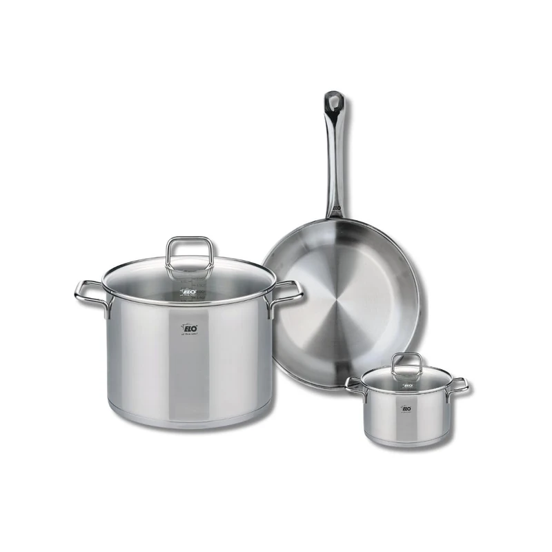 Elo Profi 9696450 3-Piece Cookware Set of 1 Frying Pan 28 cm and 2 Saucepans 14 and 26 cm Elo Profi Citrin, Stainless Steel, Induction