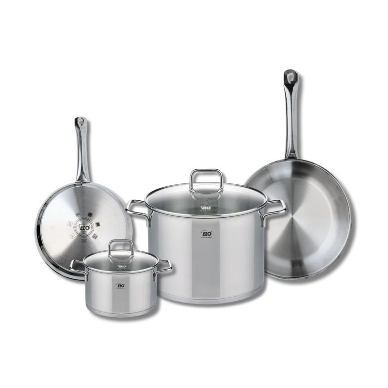 ELO 9502850 4-Piece Cookware Set of 2 Frying Pans 24 and 28 cm and 2 Saucepans 16 and 26 cm Elo Profi Citrin, Stainless Steel, Induction - Image 1