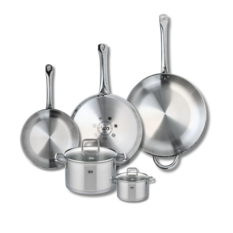 Elo Profi 9511550 Cookware Set of 3 Frying Pans 24, 28 and 32 cm and 2 Saucepans 12 and 20 cm Elo Profi Citrin, Stainless Steel, Induction - Image 1