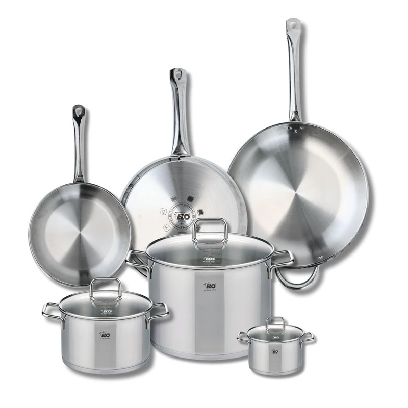 Elo Profi 9512850 6-Piece Cookware Set of 3 Frying Pans 24, 28 and 32 cm and 3 Saucepans 12, 20 and 26 cm Elo Profi Citrin, Stainless Steel, Induction - Image 1