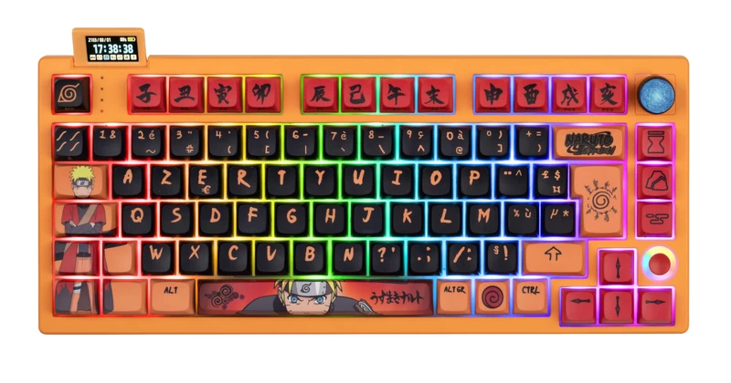 Konix Naruto Shippuden Mechanical Tastatur AZERTY cable cluts/cable loose - Nummerierte Pro Collector Edition - RGB-LED-Beleuchtung - Orange