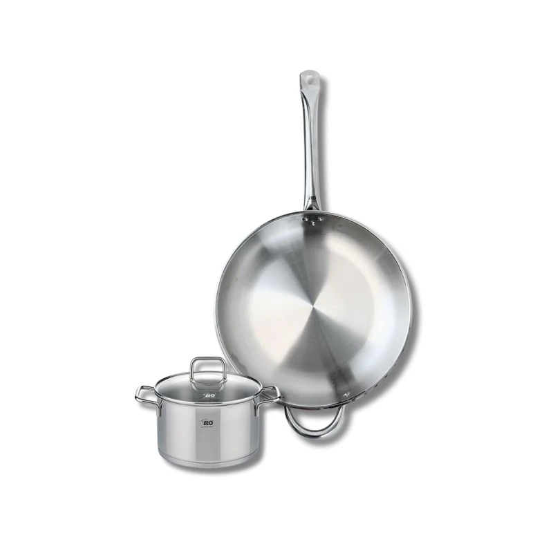 Elo Profi 9698650 2-Piece Cookware Set of 1 Frying Pan 32 cm and 1 Saucepan 16 cm Elo Profi Citrin, Stainless Steel, Induction