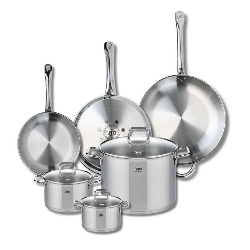 Elo Profi 9513050 6-Piece Cookware Set of 3 Frying Pans 24, 28 and 32 cm and 3 Saucepans 14, 16 and 26 cm Elo Profi Citrin, Stainless Steel, Induction