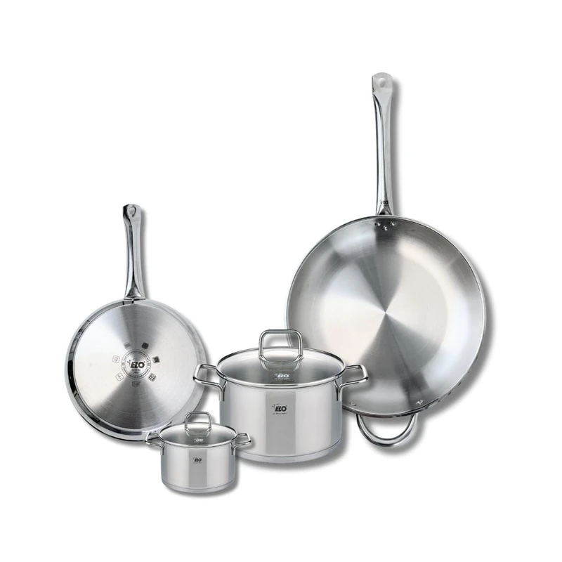 Elo Profi 9505350 Cookware Set of 2 Frying Pans 24 and 32 cm and 2 Saucepans 12 and 20 cm Citrin Stainless Steel Induction