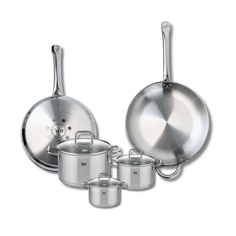 Elo Profi 9509350 Cookware Set of 2 Frying Pans 28 and 32 cm and 3 Saucepans 12, 14 and 20 cm Elo Profi Citrin, Stainless Steel, Induction - Image 1
