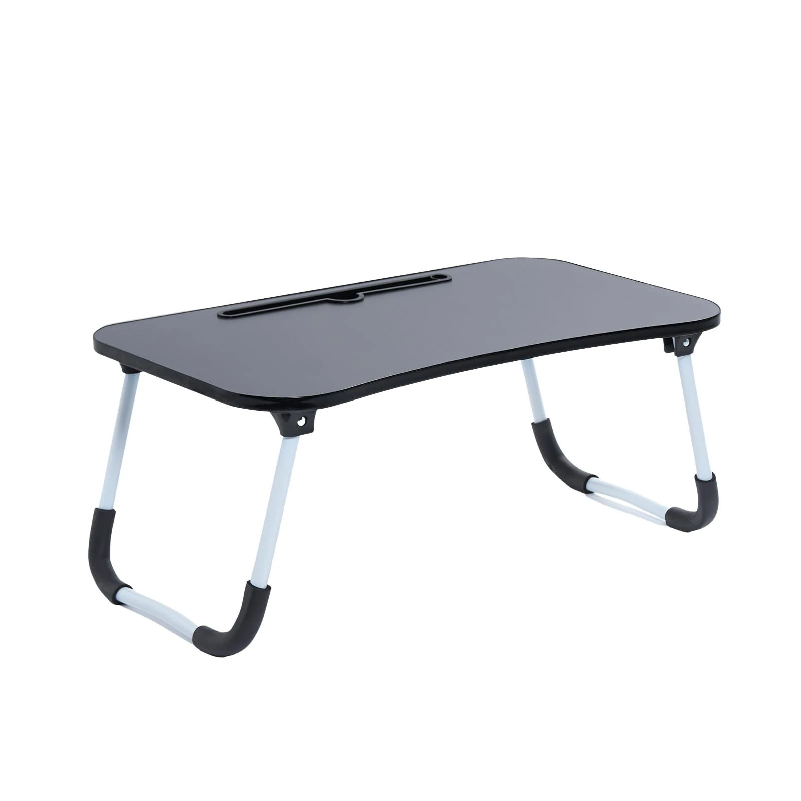 OHS Lap Tray, Wooden Laptop Stand For Bed & Sofa with Foldable Legs Laptop Table For Working From Home Portable & Sturdy Breakfast Desk Stand, Charcoal-60x35x26cm