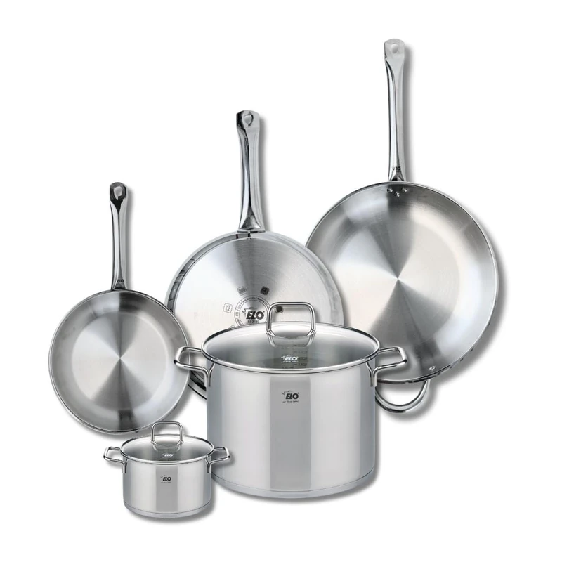 ELO 9511950 5-Piece Cookware Set of 3 Frying Pans 24, 28 and 32 cm and 2 Saucepans 14 and 26 cm Elo Profi Citrin, Stainless Steel, Induction - Image 1