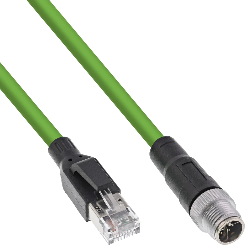 InLine Industrial Network Cable, M12 8-Pin X-Coded Plug to RJ45 Plug, Cat.6A PUR, Ethernet M12 8-Pin 1 m, 40601