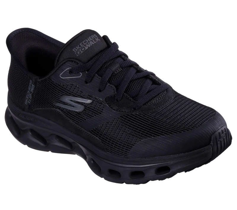 Skechers Women's Go Walk Glide-Step 2.0 Belah Slip-On Sneakers, Black Textile/Trim, 3 UK