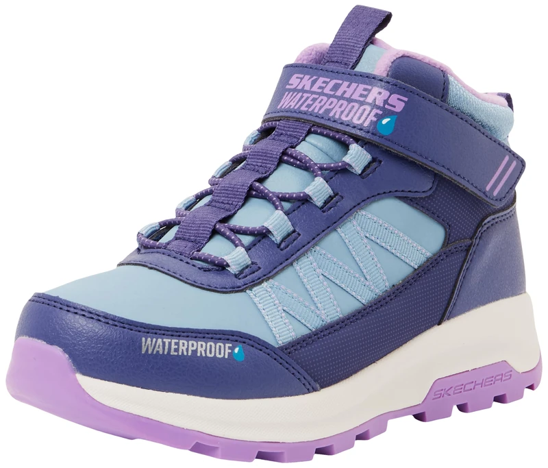 Skechers Girl's Storm Blazer Artic Mass Sneakers, Navy Synthetic/Purple Trim, 1.5 UK Child