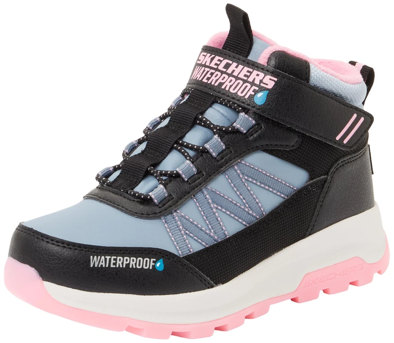 Skechers Girl's Storm Blazer Artic Mass Sneakers, Black Synthetic/Light Pink Trim, 2 UK Child
