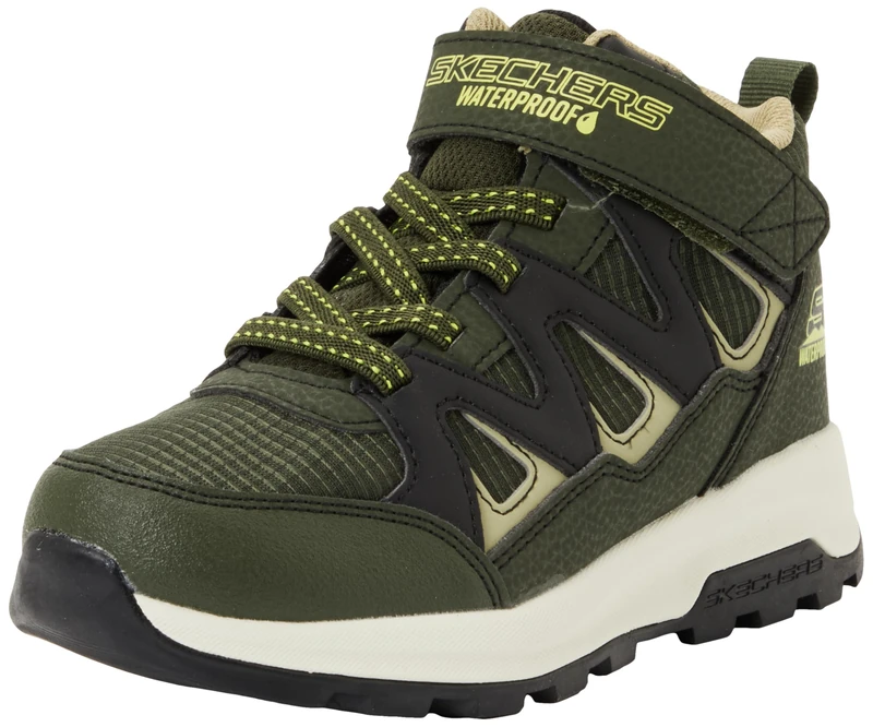 Skechers Boy's Storm Blazer Drizzle Squad Sneakers, Olive & Black Synthetic/Olive Textile/Olive, 2 UK Child
