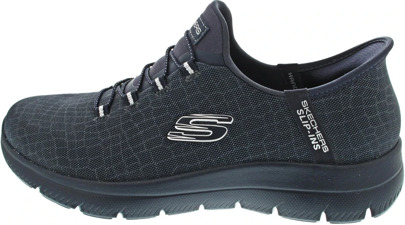 Skechers Women's Summits Classy Night Sneaker, Dark Navy Mesh/Silver Trim, 8 UK