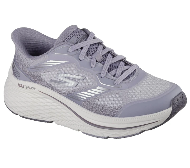 Skechers Women's Max Cushioning Elite 2.0 Leigh Slip-On Sneakers, Lilac Textile/Trim, 6.5 UK