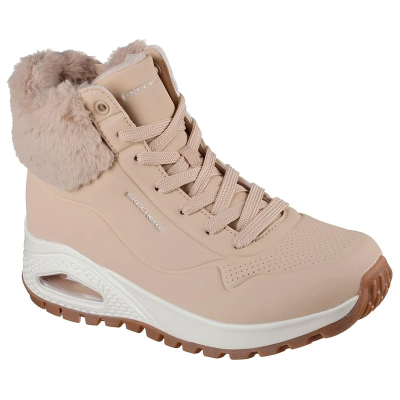 Skechers Women's Uno Rugged Fall Air Sneaker, Sand Durabuck/Faux Fur, 3 UK
